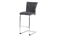 Barová židle, šedá ekokůže v dekoru vintage kůže, chromovaná pohupová podnož BAC-192 GREY